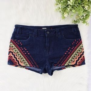 BDG Blue Colorful Embroidered High Rise Shorts 457